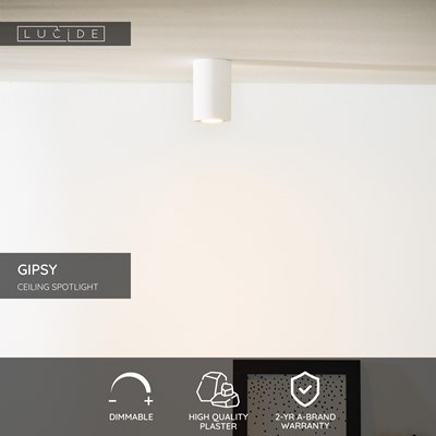 Lucide GIPSY - Ceiling spotlight - Ø 7 cm - 1xGU10 - White